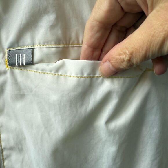 Vintage Adidas 90s Sleeveless Windbreaker Hooded Vest Yellow White M - Picture 5 of 11